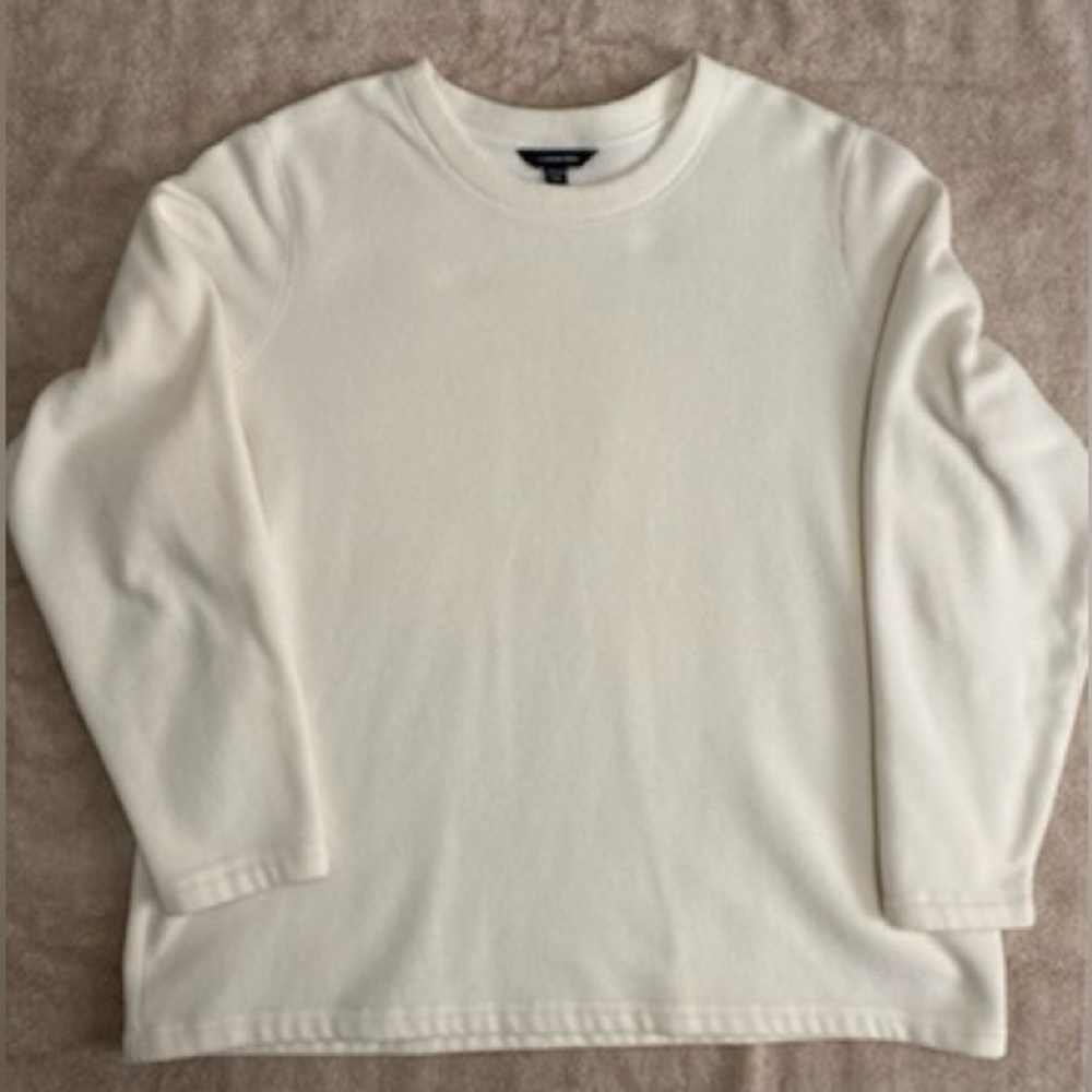 Lands' End Cream Fleece Long Sleeve Crewneck Plus Size 20W/22W